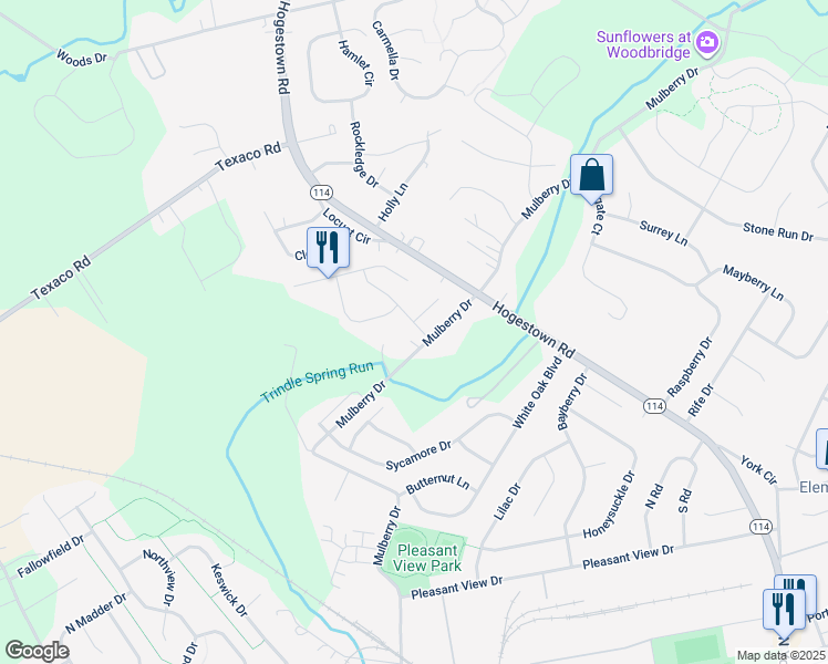 map of restaurants, bars, coffee shops, grocery stores, and more near 3 Ginger Drive in Mechanicsburg