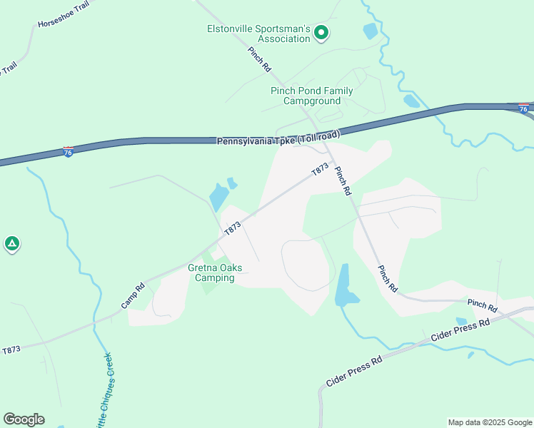 map of restaurants, bars, coffee shops, grocery stores, and more near 2771 Camp Road in Manheim