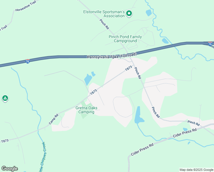 map of restaurants, bars, coffee shops, grocery stores, and more near 2771 Camp Road in Manheim