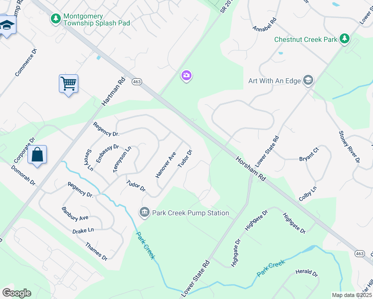map of restaurants, bars, coffee shops, grocery stores, and more near 137 Tudor Drive in North Wales