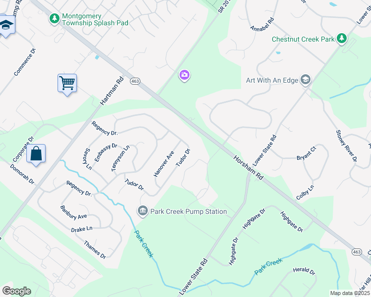 map of restaurants, bars, coffee shops, grocery stores, and more near 137 Tudor Drive in North Wales