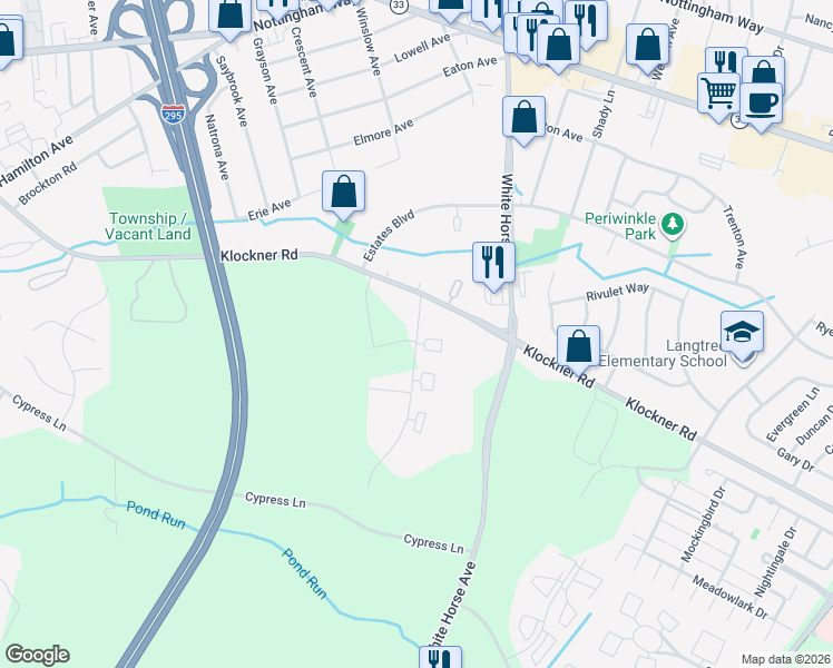 map of restaurants, bars, coffee shops, grocery stores, and more near 3 Lamont Avenue in Hamilton Township