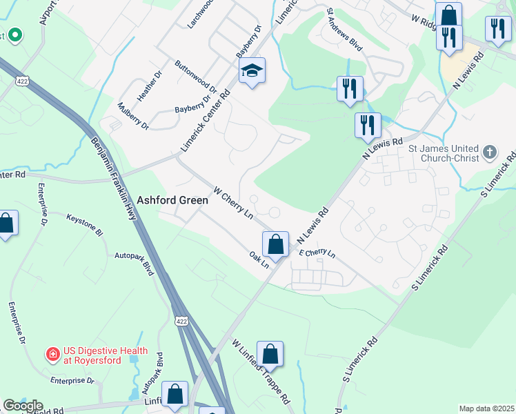 map of restaurants, bars, coffee shops, grocery stores, and more near 201 Troon Court in Limerick