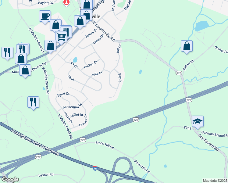 map of restaurants, bars, coffee shops, grocery stores, and more near 31 Ray Drive in Denver