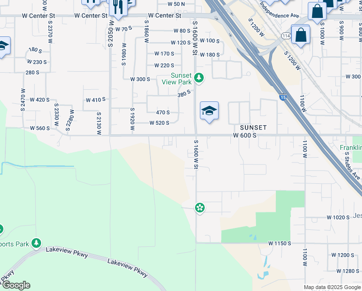 map of restaurants, bars, coffee shops, grocery stores, and more near 1673 W 600 S in Provo
