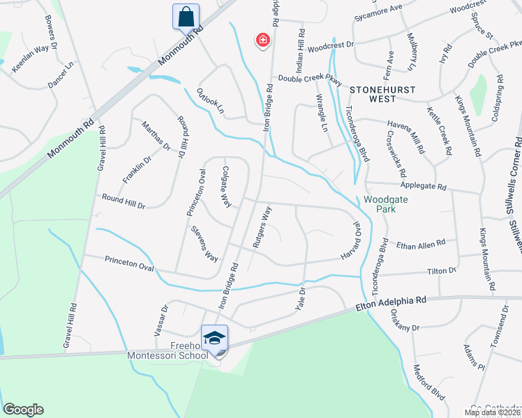 map of restaurants, bars, coffee shops, grocery stores, and more near 4 Rutgers Way in Freehold Township