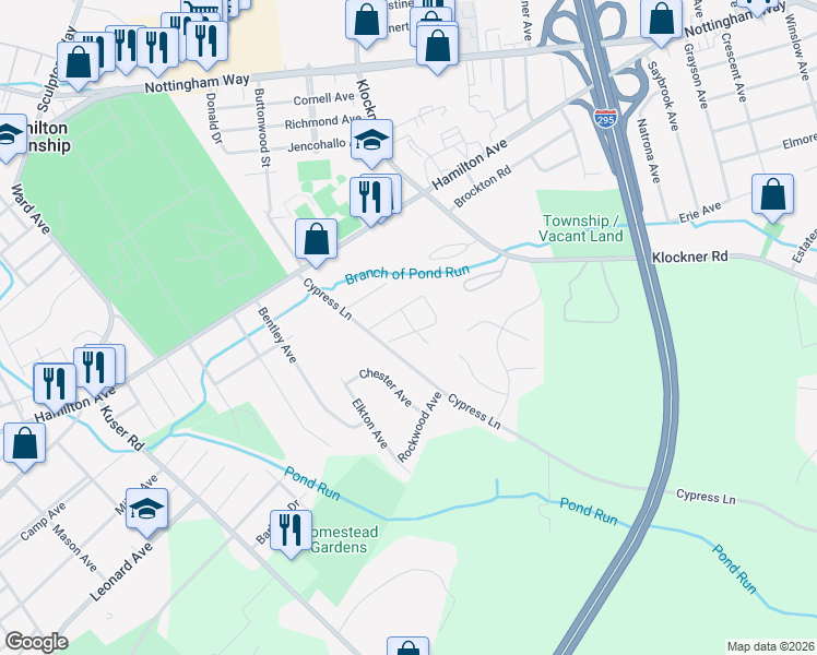 map of restaurants, bars, coffee shops, grocery stores, and more near 207 Comp Street in Hamilton Township