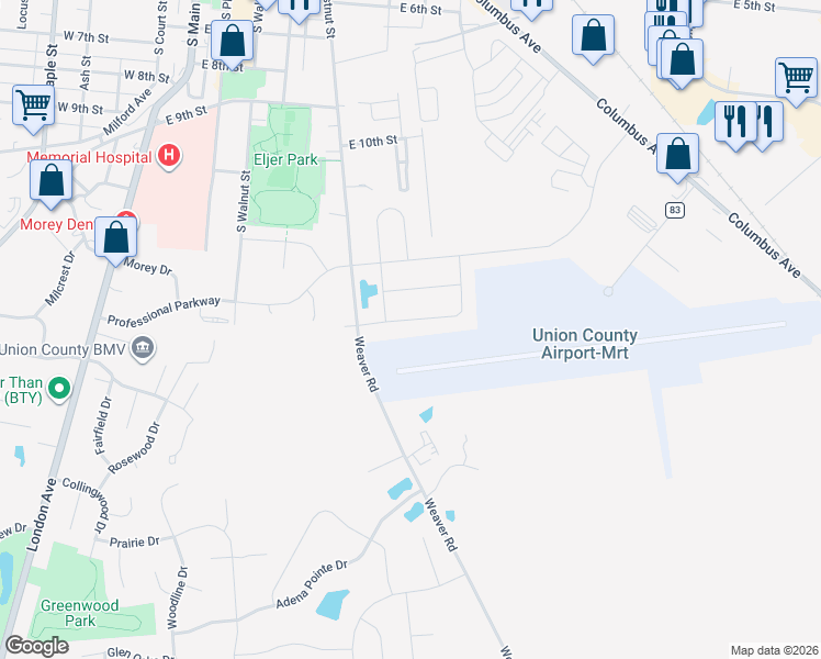 map of restaurants, bars, coffee shops, grocery stores, and more near 733 Baluster Drive in Marysville