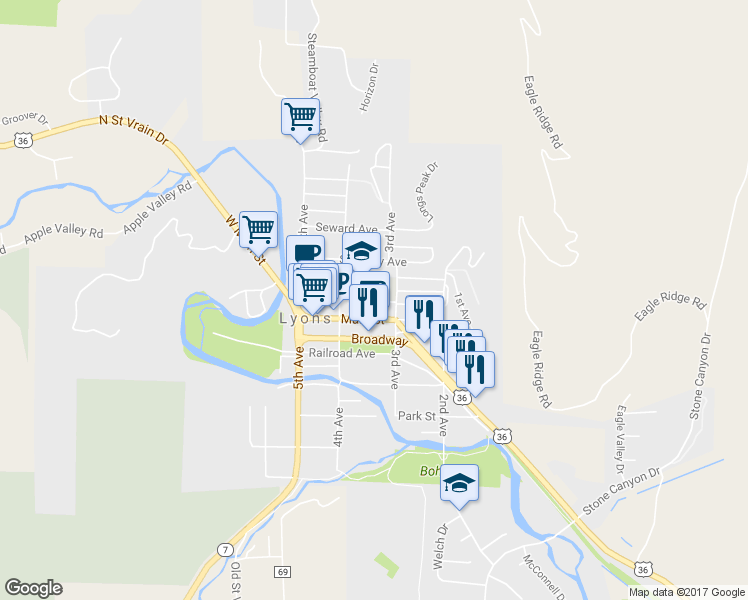 map of restaurants, bars, coffee shops, grocery stores, and more near 338 High Street in Lyons