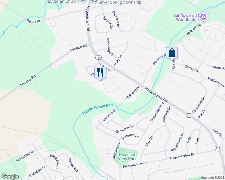map of restaurants, bars, coffee shops, grocery stores, and more near 6 Turmeric Dr in Mechanicsburg