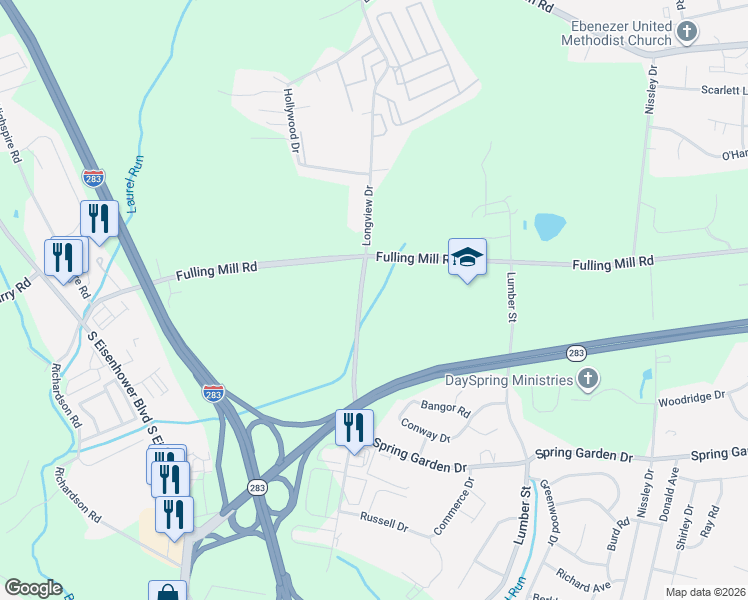 map of restaurants, bars, coffee shops, grocery stores, and more near 2697 Fulling Mill Road in Middletown