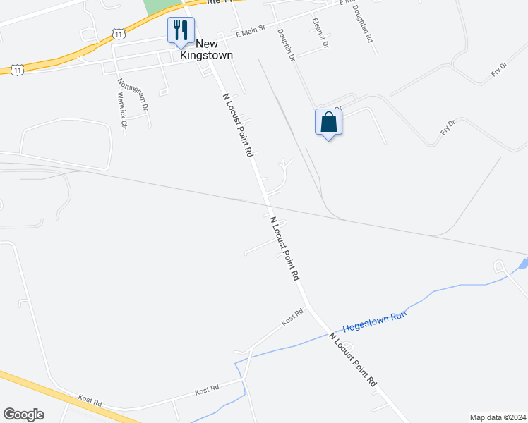 map of restaurants, bars, coffee shops, grocery stores, and more near 235 North Locust Point Road in Mechanicsburg