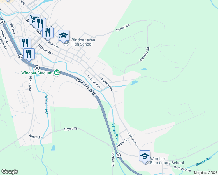 map of restaurants, bars, coffee shops, grocery stores, and more near 3006 Graham Avenue in Windber