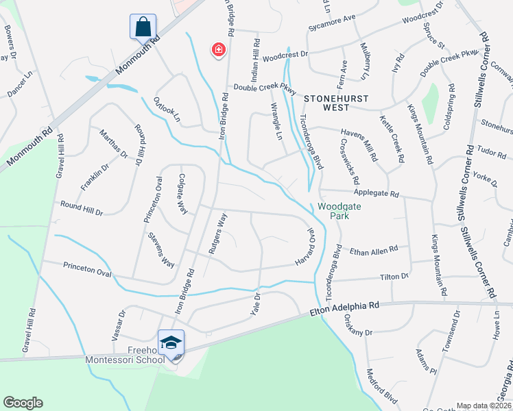 map of restaurants, bars, coffee shops, grocery stores, and more near 71 Harvard Oval in Freehold