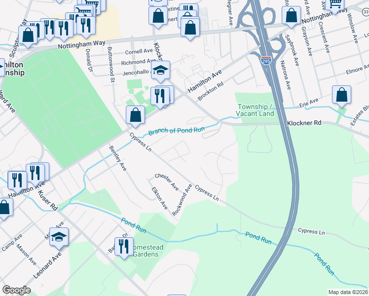 map of restaurants, bars, coffee shops, grocery stores, and more near 207 Comp Street in Hamilton Township