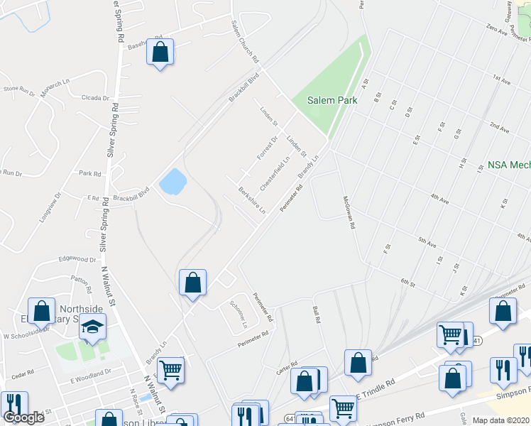 map of restaurants, bars, coffee shops, grocery stores, and more near 512 Berkshire Lane in Mechanicsburg