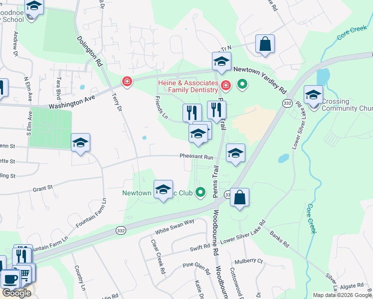 map of restaurants, bars, coffee shops, grocery stores, and more near in Bucks County