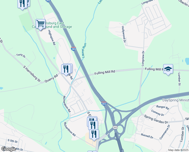 map of restaurants, bars, coffee shops, grocery stores, and more near 3149 Fulling Mill Road in Middletown