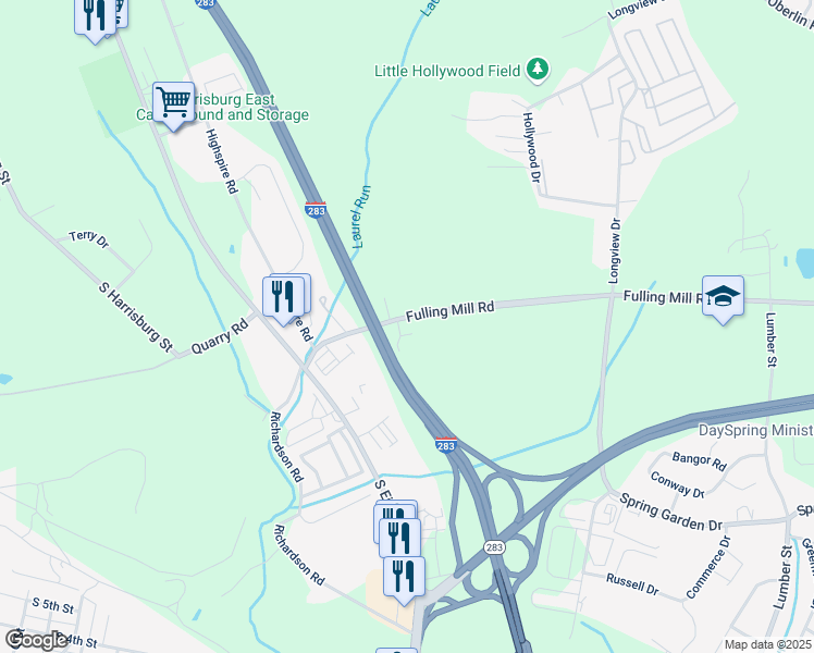map of restaurants, bars, coffee shops, grocery stores, and more near 3149 Fulling Mill Road in Middletown