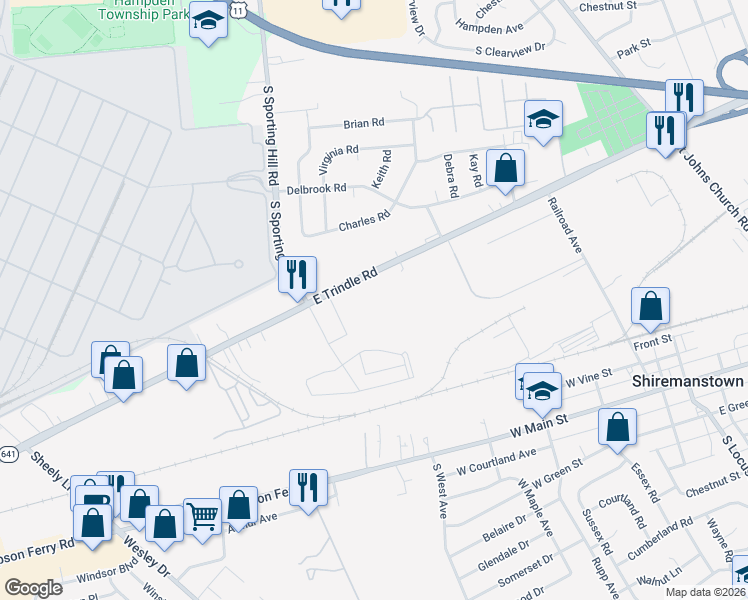 map of restaurants, bars, coffee shops, grocery stores, and more near 4828 E Trindle Rd in Mechanicsburg