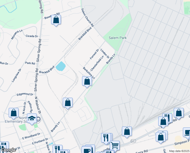 map of restaurants, bars, coffee shops, grocery stores, and more near 508 Berkshire Lane in Cumberland County