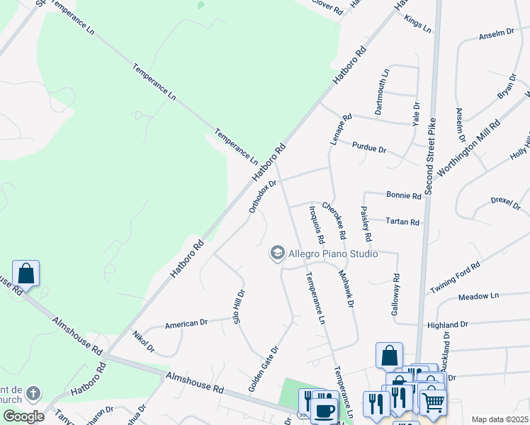 map of restaurants, bars, coffee shops, grocery stores, and more near 23 Jacqueline Circle in Richboro