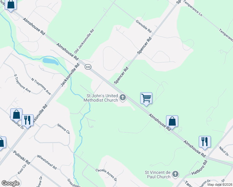 map of restaurants, bars, coffee shops, grocery stores, and more near 862 Almshouse Road in Warminster