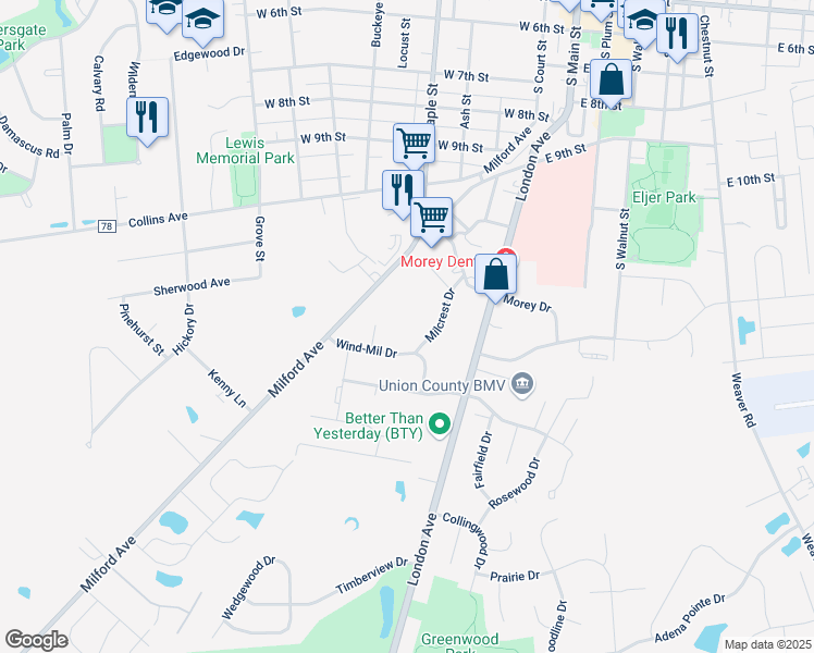 map of restaurants, bars, coffee shops, grocery stores, and more near 777 Milcrest Drive in Marysville