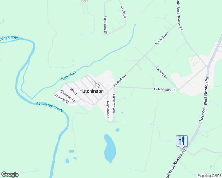 map of restaurants, bars, coffee shops, grocery stores, and more near 85 Roundtop Road in Irwin