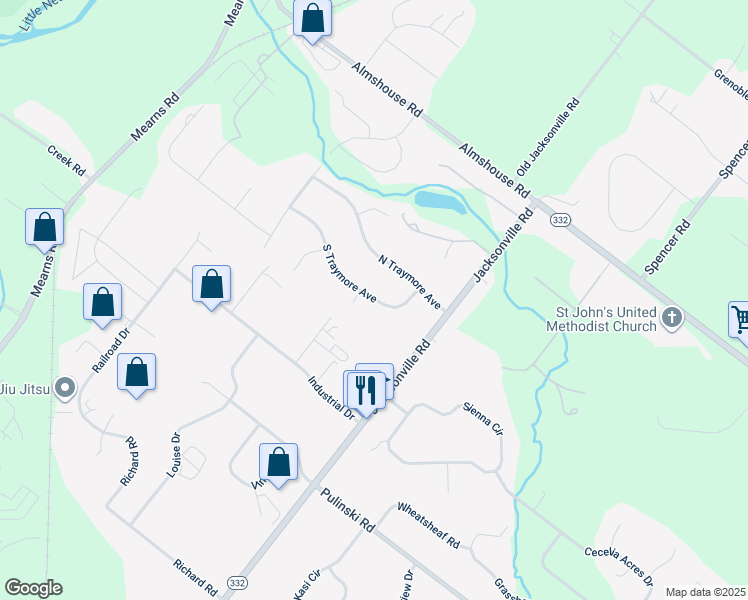 map of restaurants, bars, coffee shops, grocery stores, and more near 52 South Traymore Avenue in Warminster