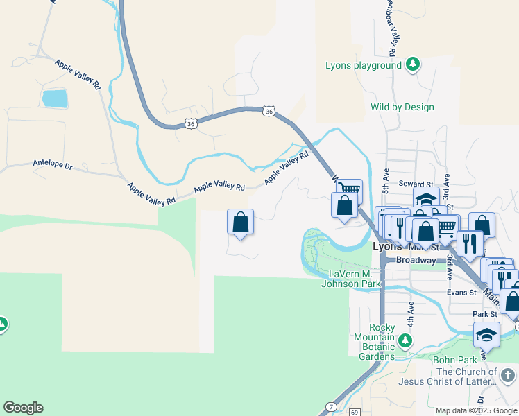 map of restaurants, bars, coffee shops, grocery stores, and more near 600 Indian Lookout Road in Lyons