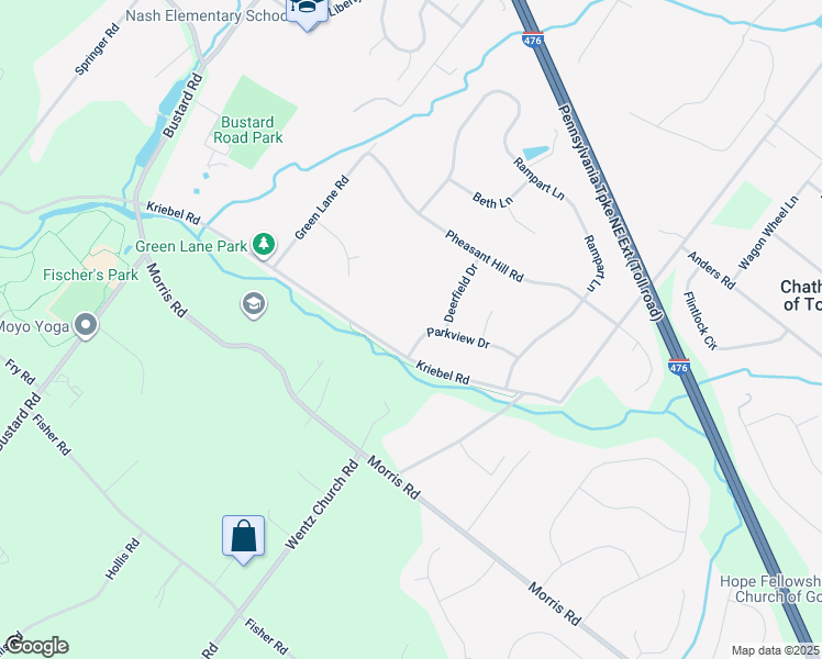 map of restaurants, bars, coffee shops, grocery stores, and more near 2079 Parkview Dr in Lansdale