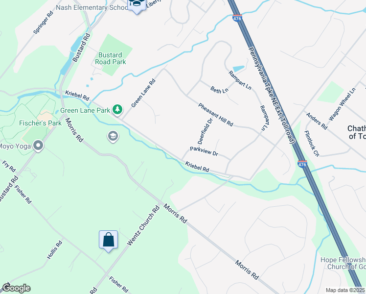 map of restaurants, bars, coffee shops, grocery stores, and more near 2079 Parkview Dr in Lansdale