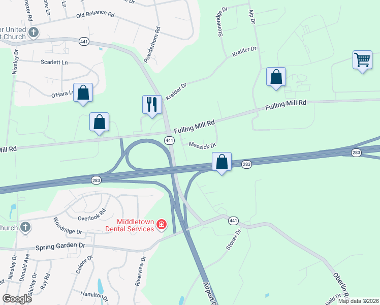 map of restaurants, bars, coffee shops, grocery stores, and more near 112 Eby Lane in Middletown