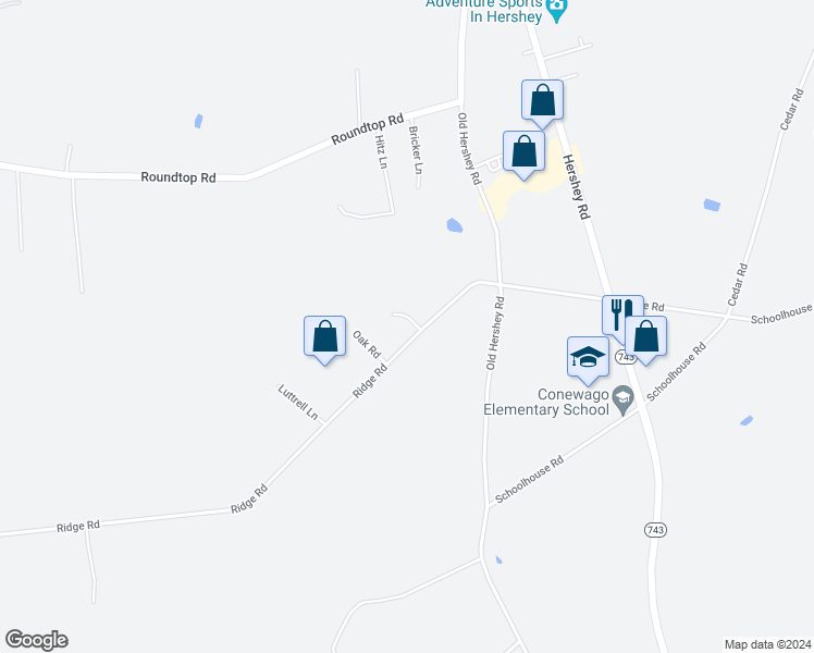 map of restaurants, bars, coffee shops, grocery stores, and more near 5 Evelyn Drive in Elizabethtown