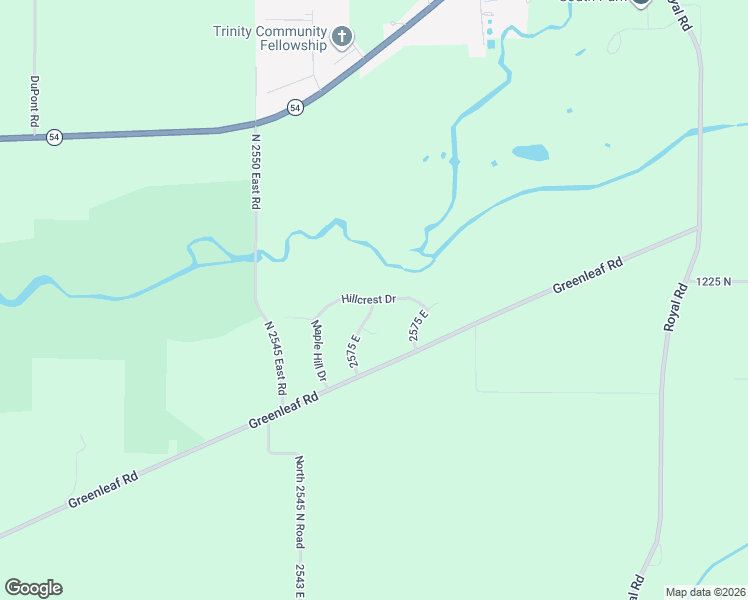 map of restaurants, bars, coffee shops, grocery stores, and more near Hillcrest Drive in De Witt County
