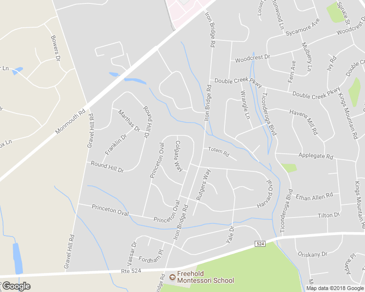 map of restaurants, bars, coffee shops, grocery stores, and more near 382 Colgate Way in Freehold