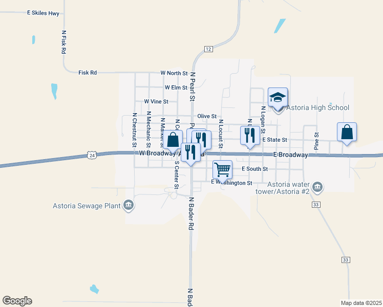 map of restaurants, bars, coffee shops, grocery stores, and more near in Astoria