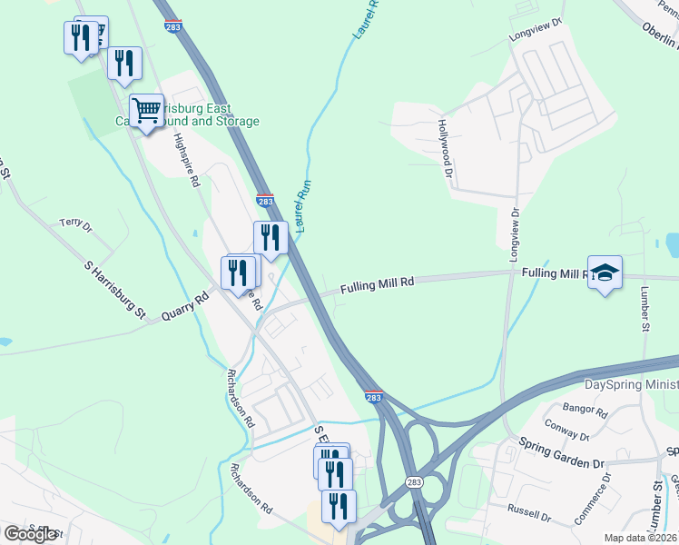 map of restaurants, bars, coffee shops, grocery stores, and more near 3148 Fulling Mill Road in Middletown