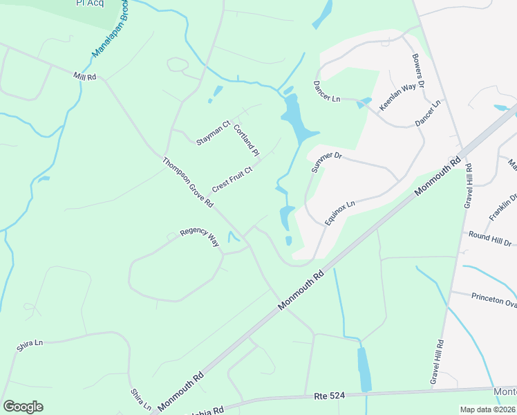 map of restaurants, bars, coffee shops, grocery stores, and more near 608 Winter Court in Manalapan Township