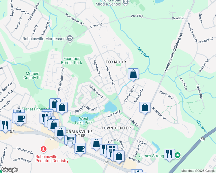 map of restaurants, bars, coffee shops, grocery stores, and more near 5 Chatham Court in Trenton