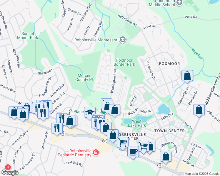 map of restaurants, bars, coffee shops, grocery stores, and more near 3 Tynemouth Court in Trenton