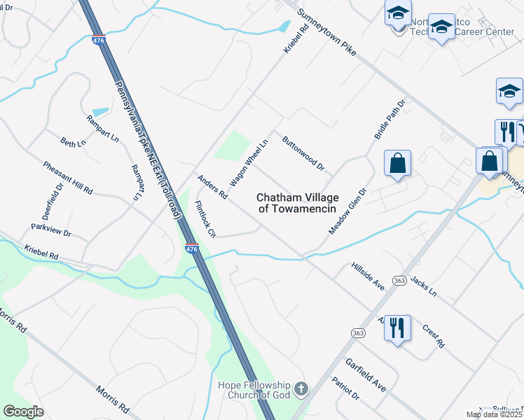 map of restaurants, bars, coffee shops, grocery stores, and more near 1255 Anders Rd in Lansdale