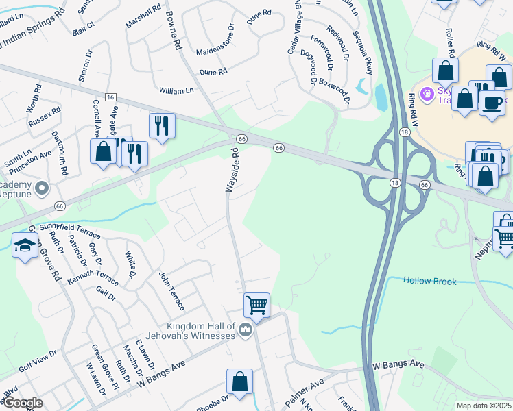 map of restaurants, bars, coffee shops, grocery stores, and more near 778 Wayside Road in Neptune City