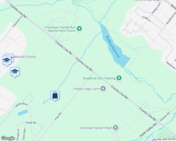 map of restaurants, bars, coffee shops, grocery stores, and more near 1103 County Line Road in Hatboro