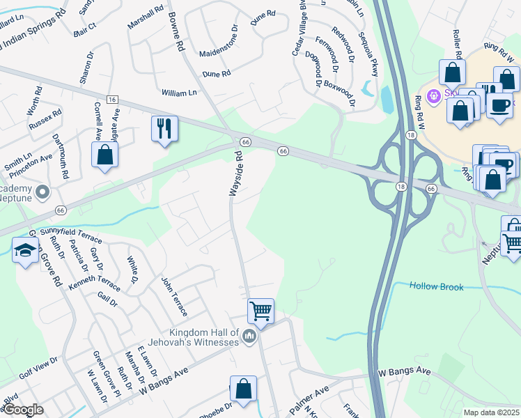 map of restaurants, bars, coffee shops, grocery stores, and more near 778 Wayside Road in Neptune City