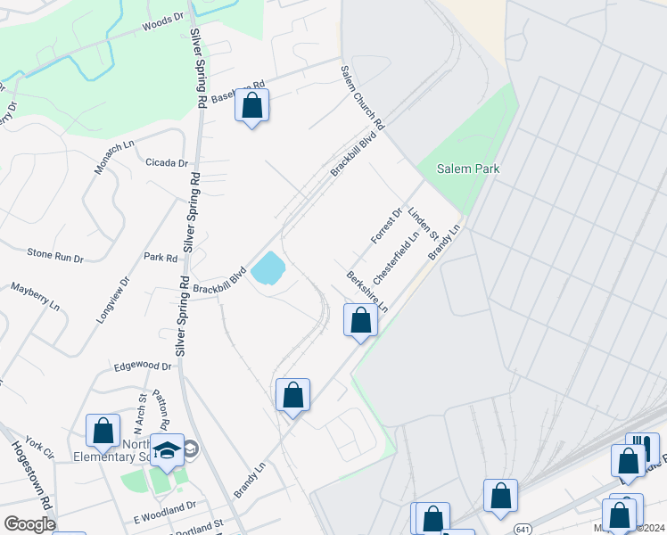 map of restaurants, bars, coffee shops, grocery stores, and more near 50 Brandy Lane Trailer Court in Cumberland County