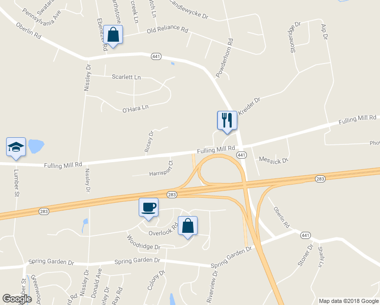 map of restaurants, bars, coffee shops, grocery stores, and more near 1269 Fulling Mill Road in Middletown