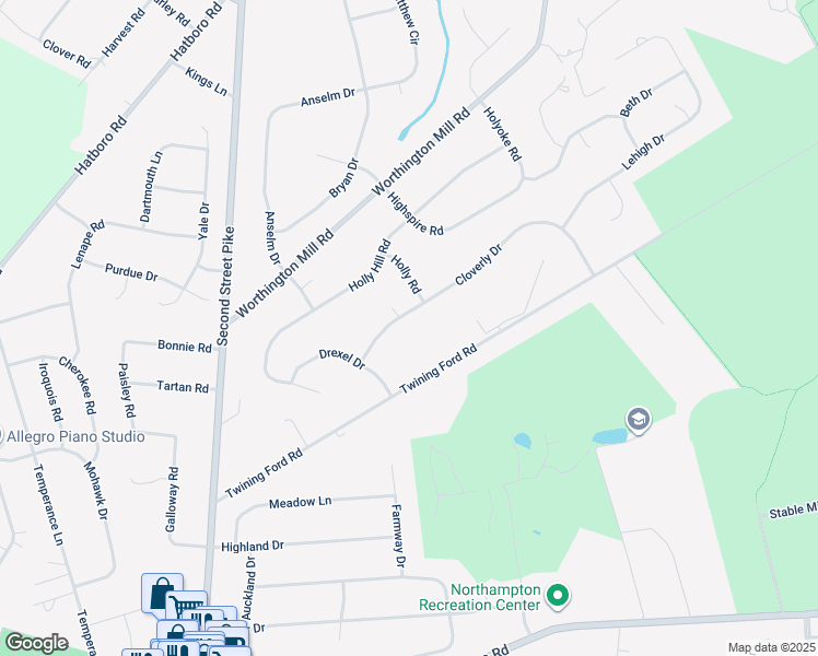 map of restaurants, bars, coffee shops, grocery stores, and more near 218 Cloverly Drive in Richboro