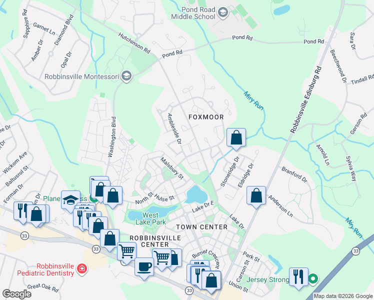 map of restaurants, bars, coffee shops, grocery stores, and more near 5 Chatham Court in Trenton